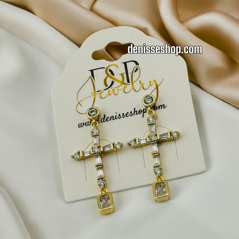 14K CROSS EARRINGS E526