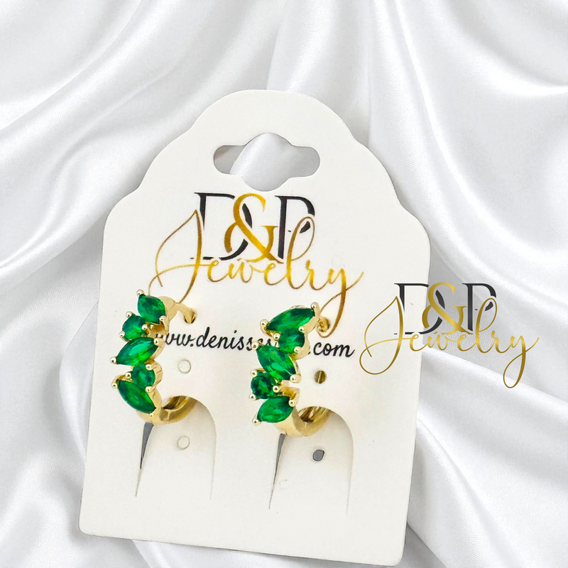 14K MEDIUM STONES HOOP EARRING HP765