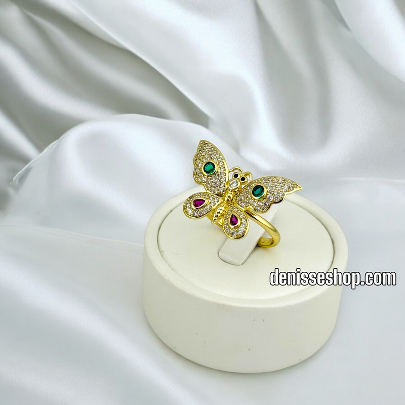 14K WOMEN MULTICOLOR BUTERFLY RING RG304