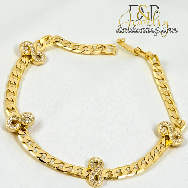 14KGOLD INFINITY SHAPE CHARM BRACELET BR868