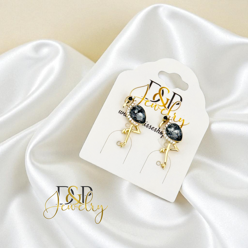14K BLACK BIRD EARRING E912