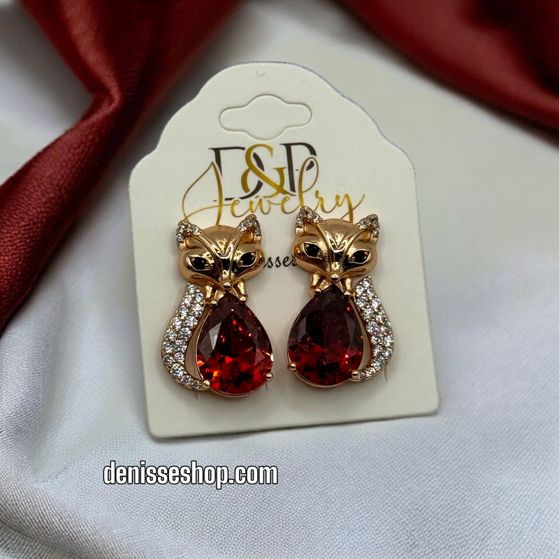 14K RED FOX EARRINGS E457