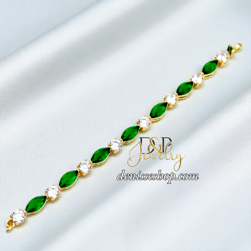 14KGOLD/GREEN STONE BRACELET BR871
