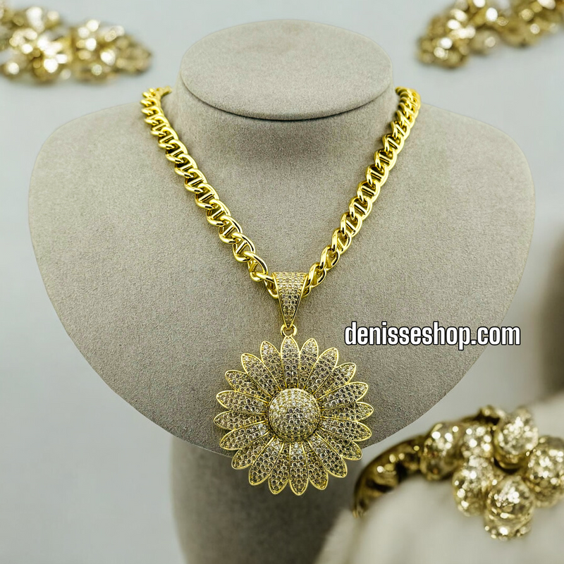 14K SUNFLOWER PENDANT P343