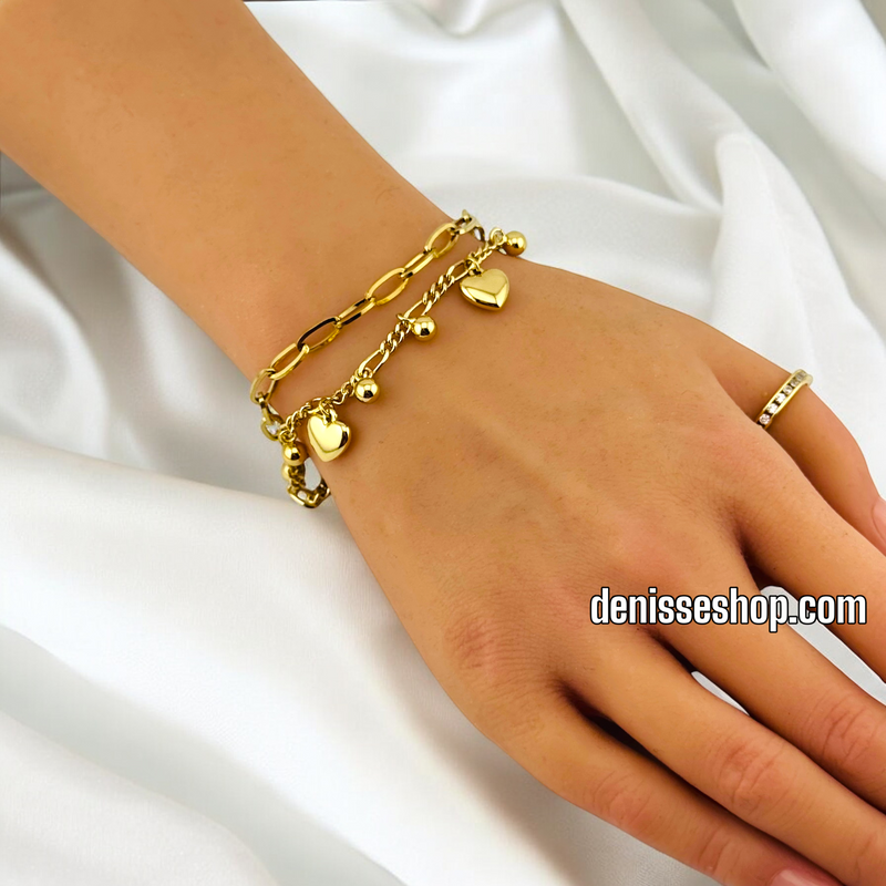 14K / TWO LAYER HEART BRACELET BR538