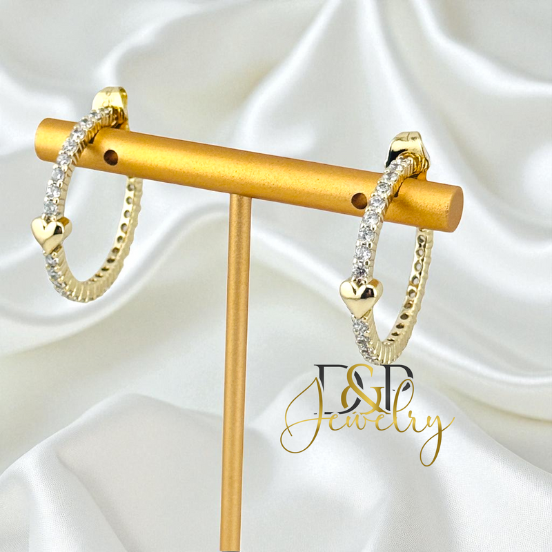 14K HEART HALF HOOP EARRING HP771
