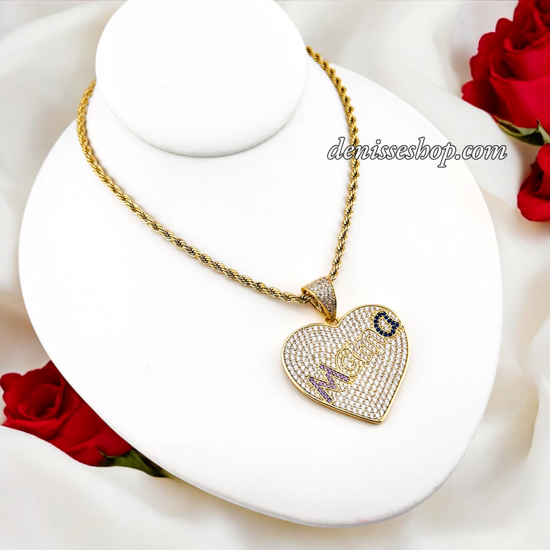 14K MAMA HEART BIG PENDANT P671