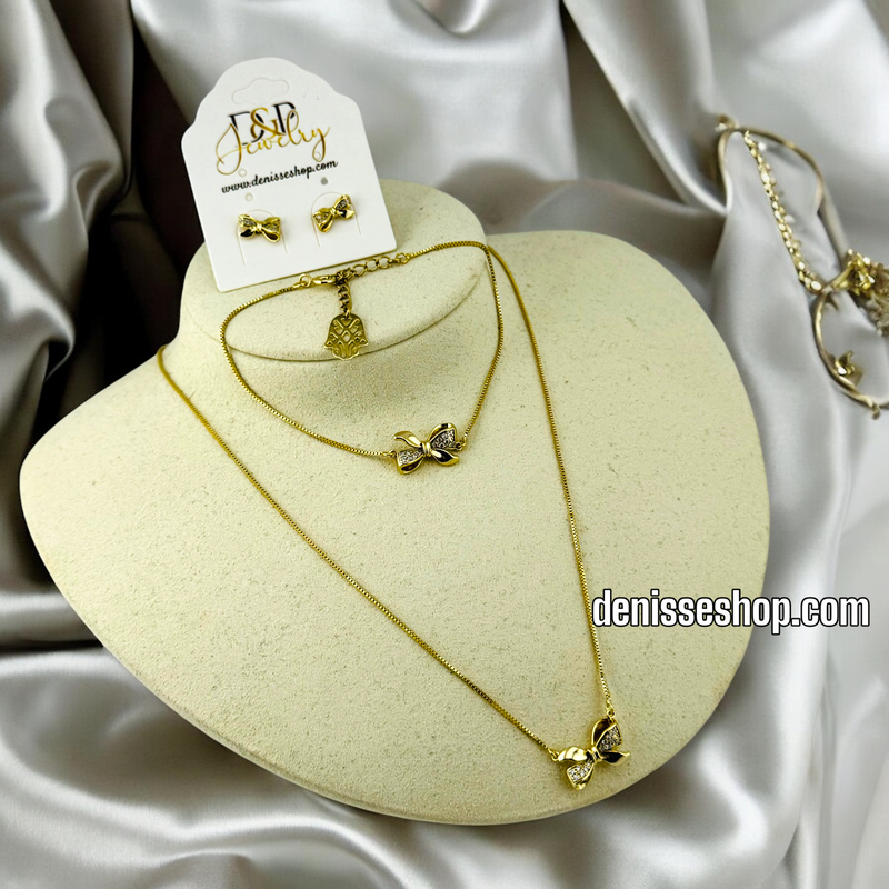 14K WOMAN/  BOW SET NECKLACE N181