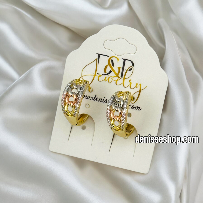 14K THREE TONE HOOP EARRINGS HP592