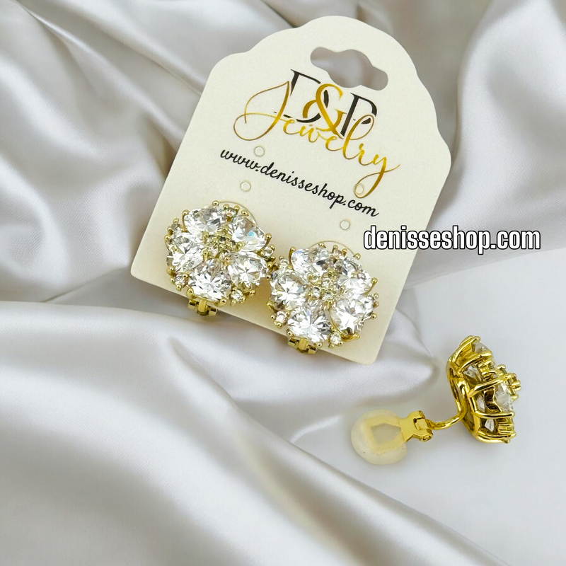 14K FASHION WHITE STONE EARRING E656