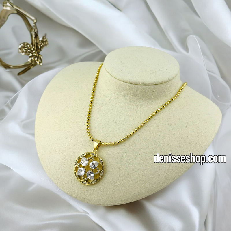 14K WOMEN/ ROUND STAR STONE NECKLACE N140