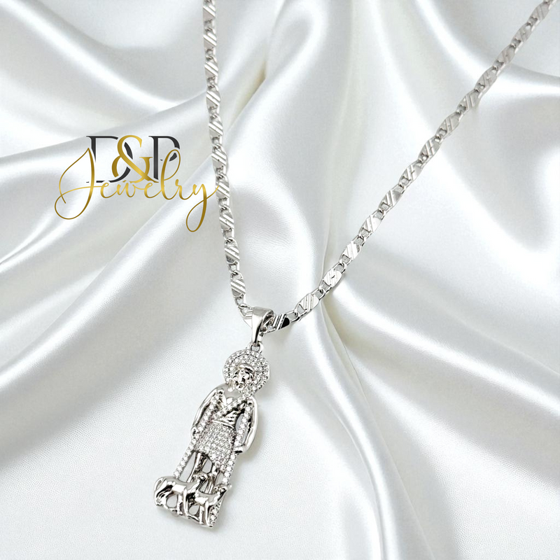 14K SILVER/DIAMOND SAINT LAZARO PENDANT P906