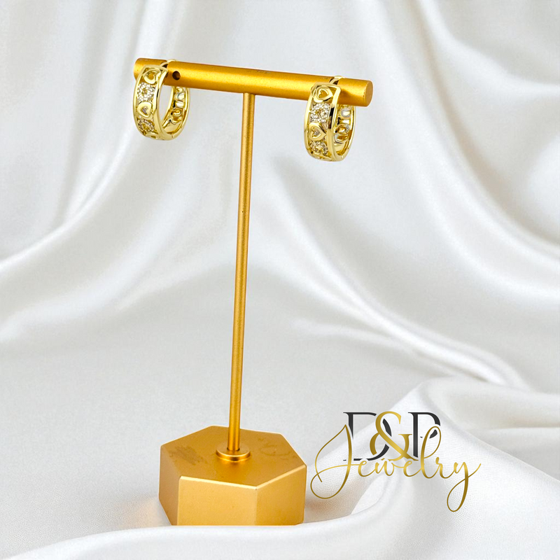 14K HEART MEDIUM HOOP EARRING HP763