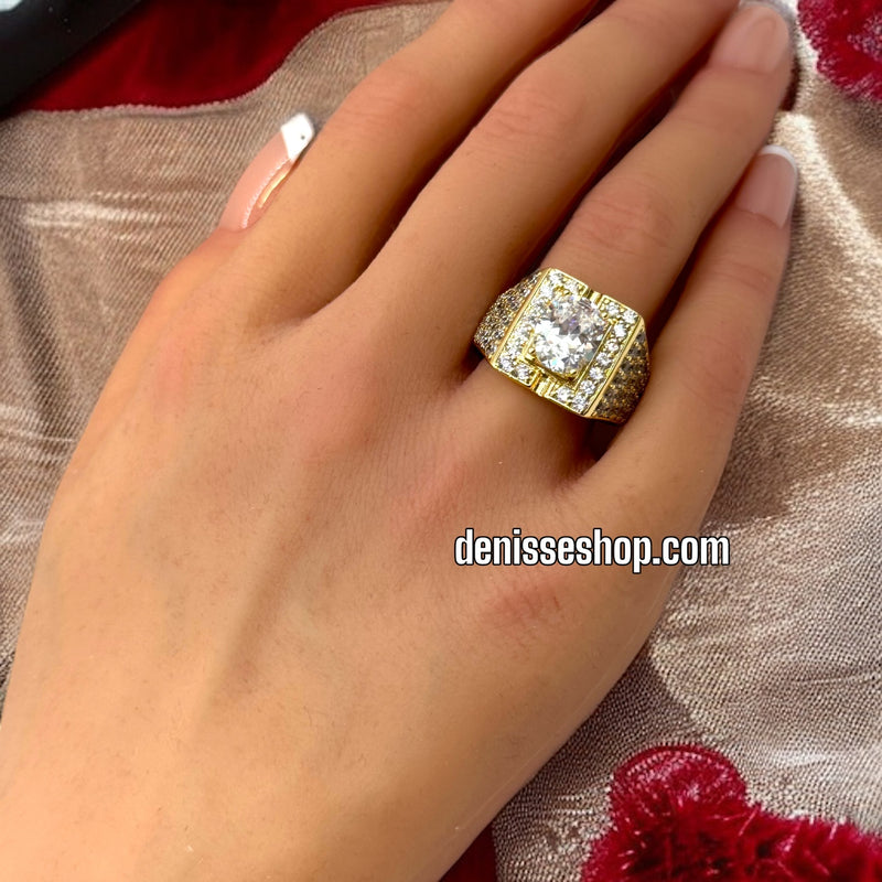 14K WHITE STONE RING RG132