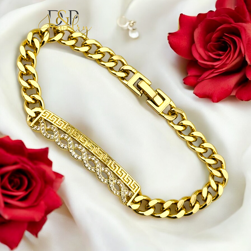 14K INFINITY DESIGN PLATE BRACELET BR699