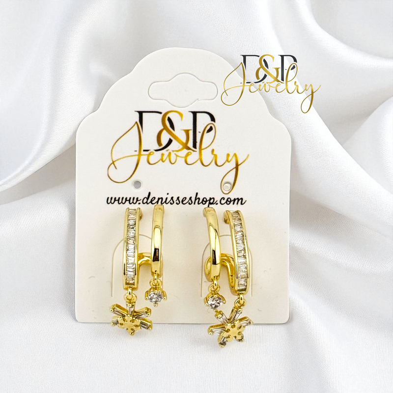 14K GOLD/ FANCY STUD EARRING E993