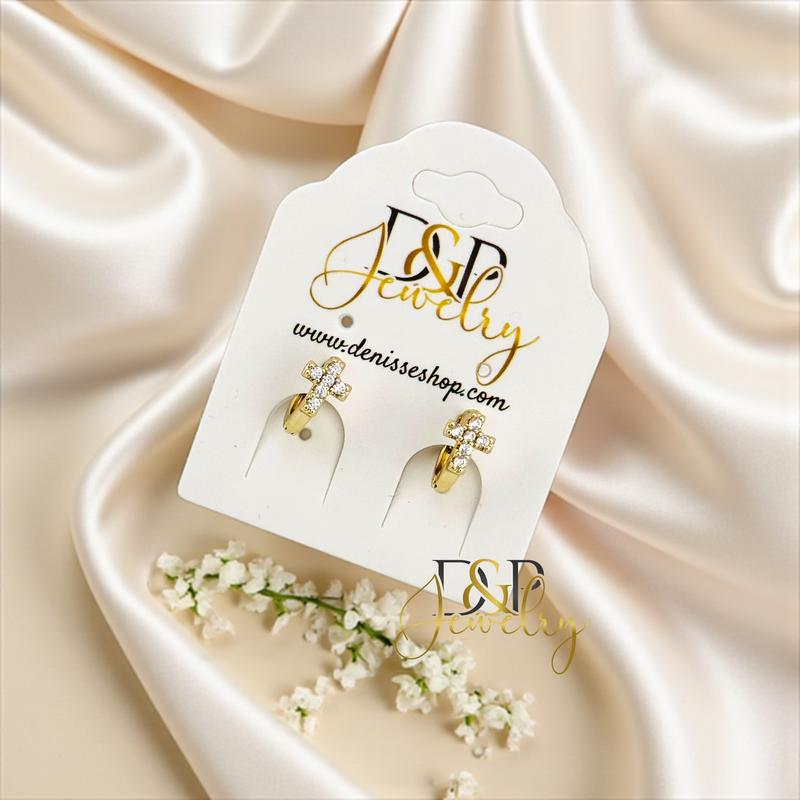 14K SMALL CROSS HOOP HP720