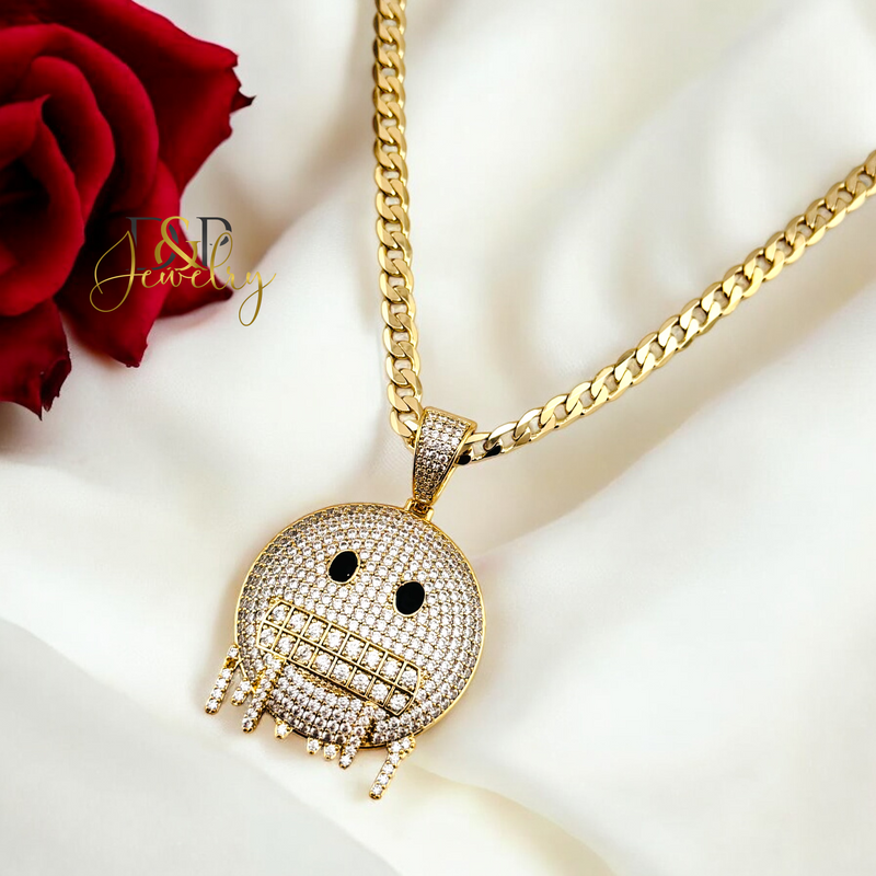 14K HIP HOP SMILEY GRILLZ PENDANT P763