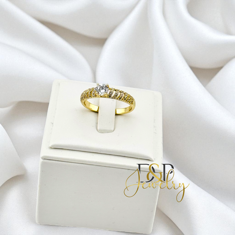 14K WHITE STONE RING RG424