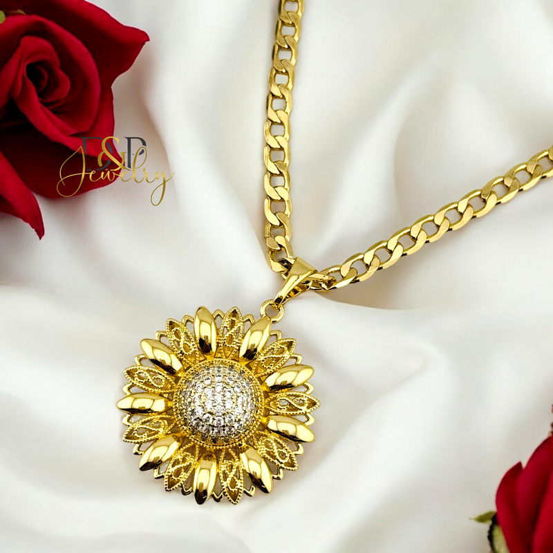 14K SUNFLOWER PENDANT PENDANT P751