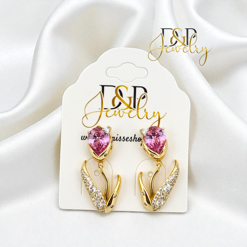 14K PINK TULIP EARRING E970