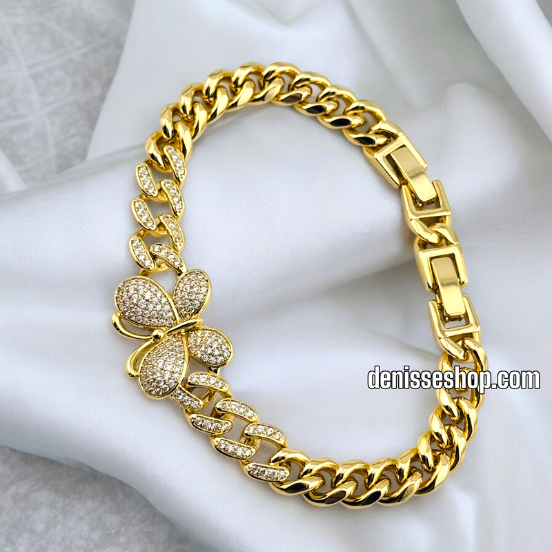 14K BUTTERFLY CUBAN BRACELET BR657