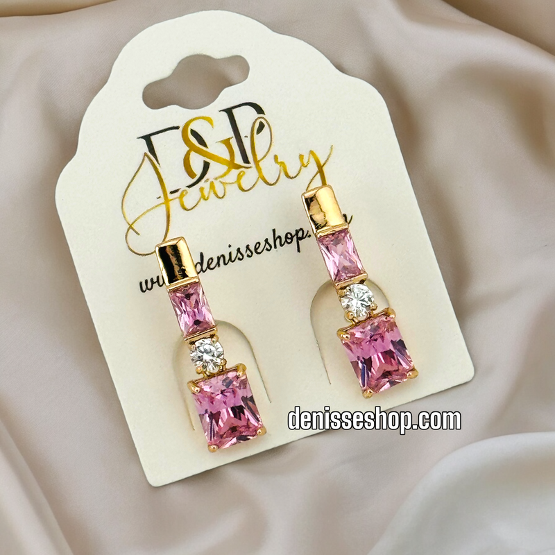 18K PINK STONE EARRINGS E547