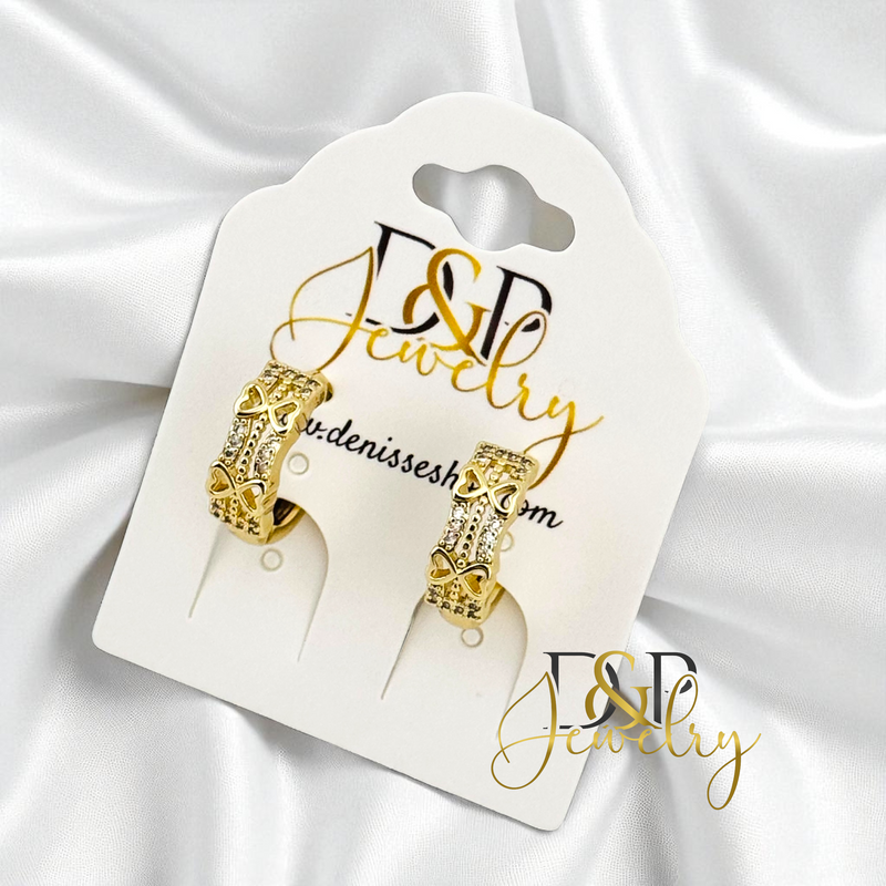 14K SMALL HEARTS HOOP EARRING HP759