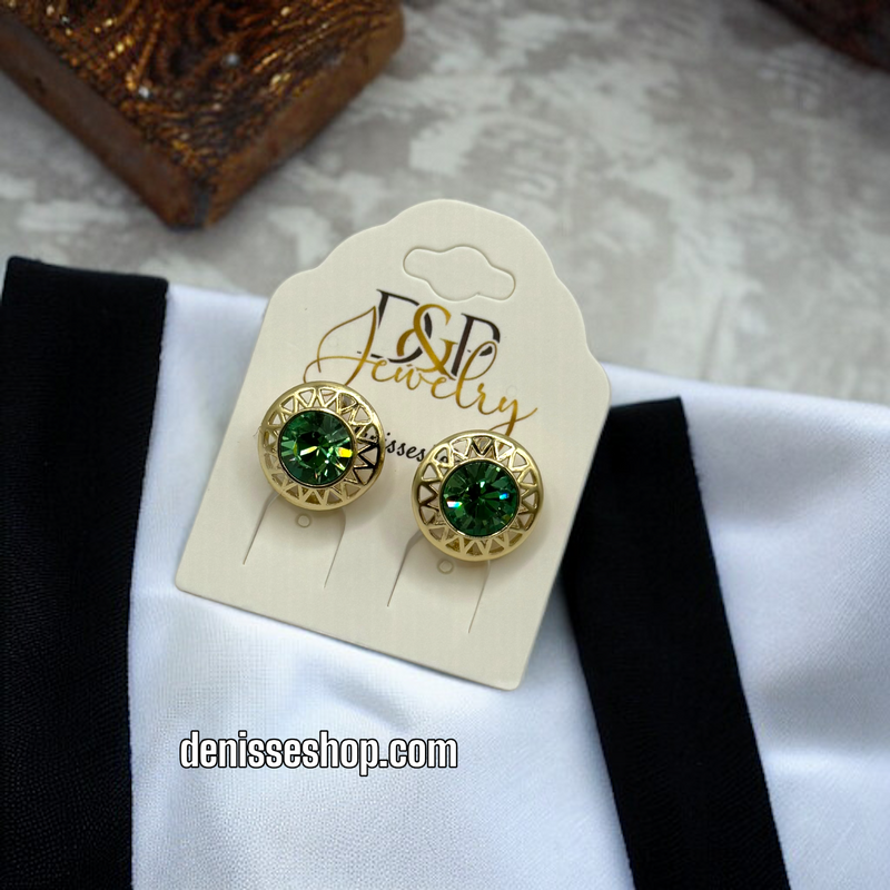 14K ELEGANT GREEN EARRINGS E467