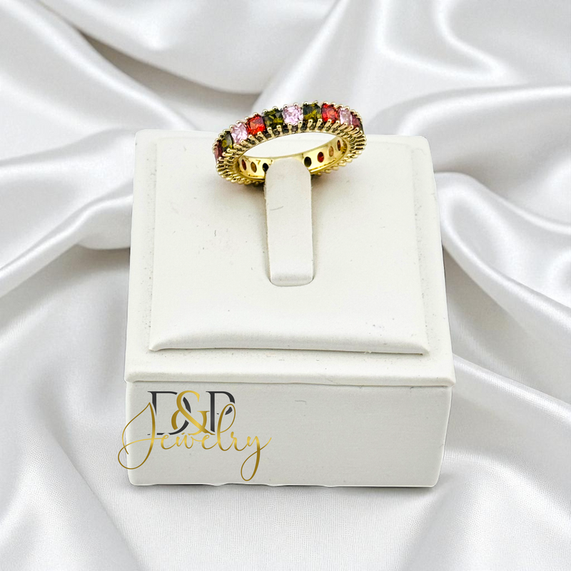 14K MULTICOLOR BAND RING RG420