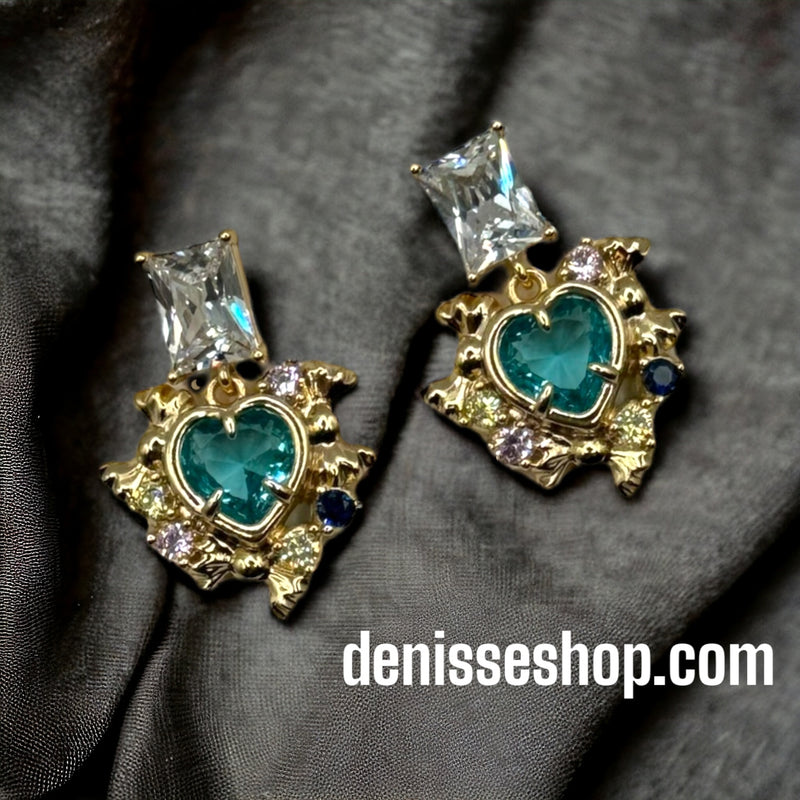 18k Blue Heart Earrings E202