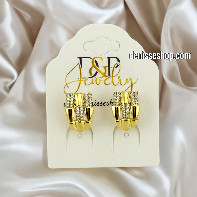 14K GOLD / WHITE STONE HUGGIES EARRING E676