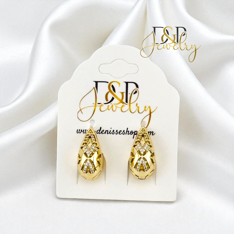 14K DROP DESIGN EARRING E957