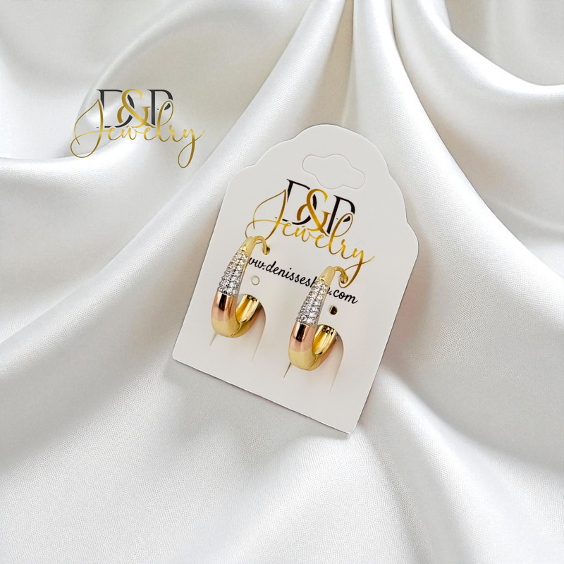 14K TRICOLOR HOOP EARRING HP856