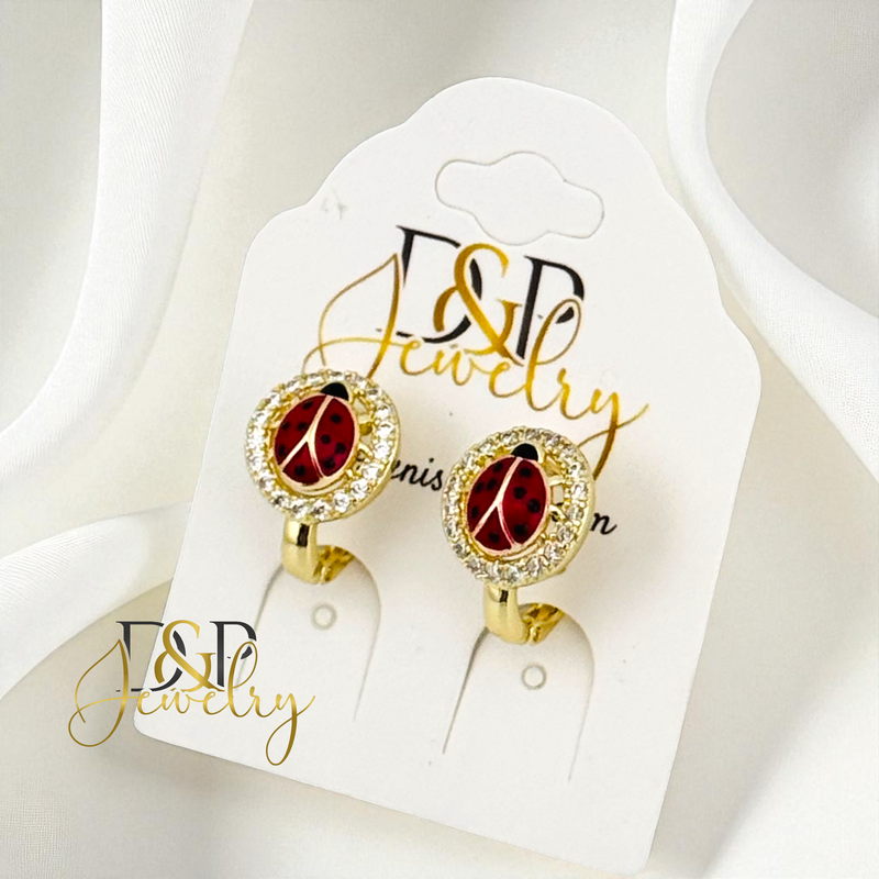 14K LADYBUG HUGGIE EARRING E939