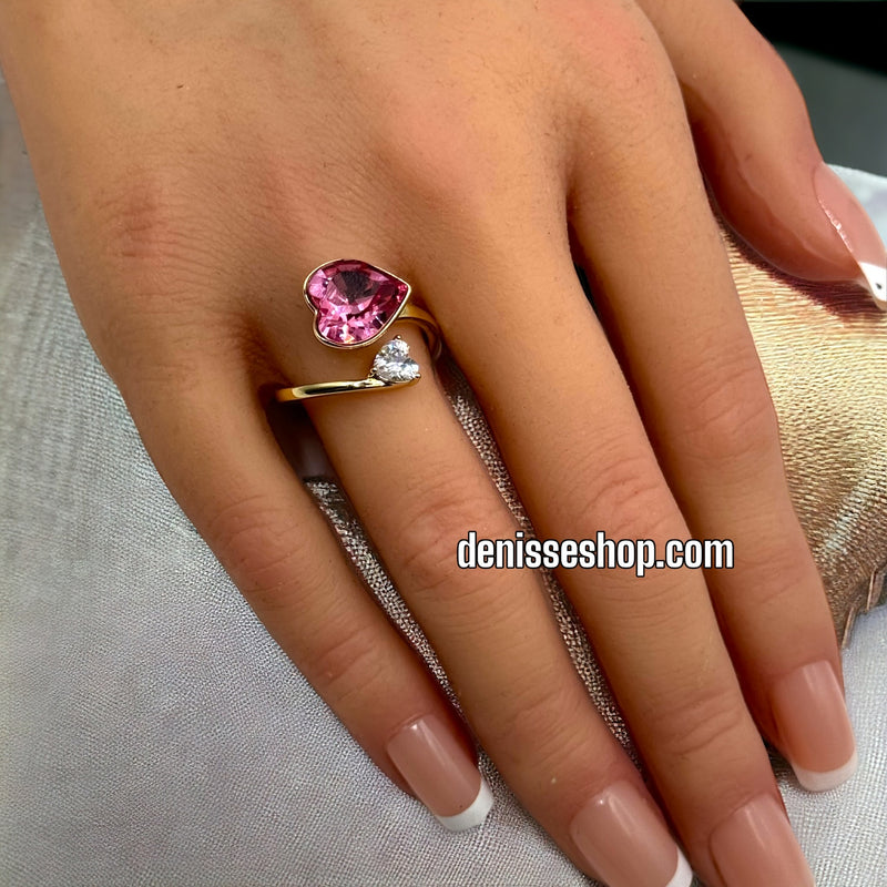 14K PINK HEART OPEN RING RG142