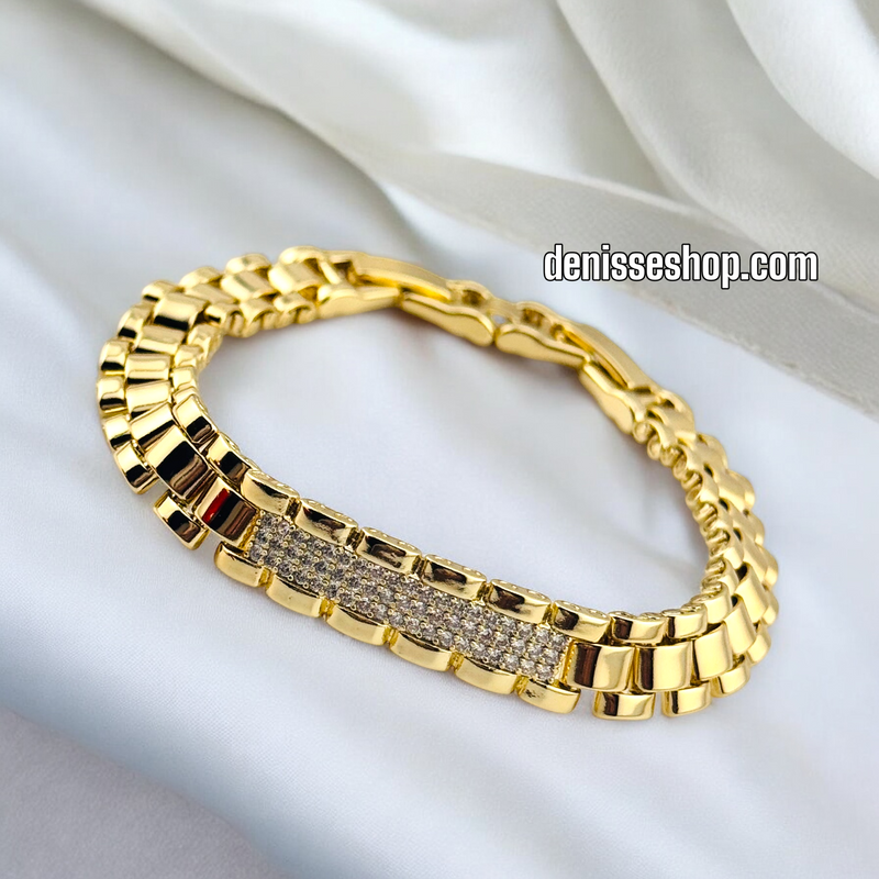 14K WITHE STONE GOLD BRACELET BR651