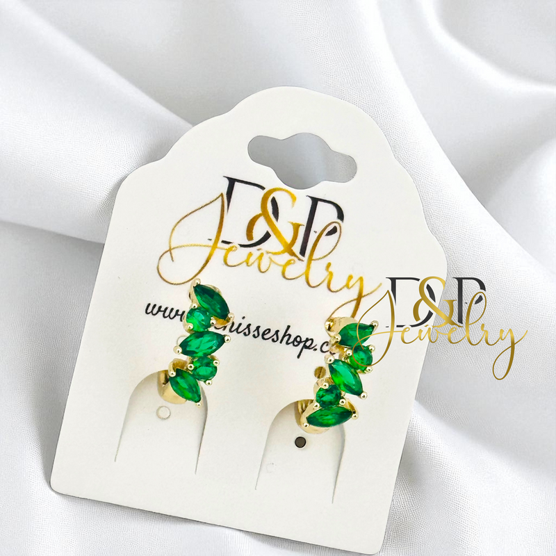 14K MEDIUM STONES HOOP EARRING HP765