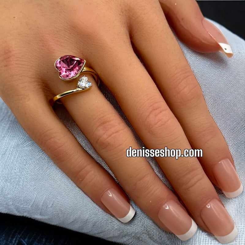 14K PINK HEART OPEN RING RG142