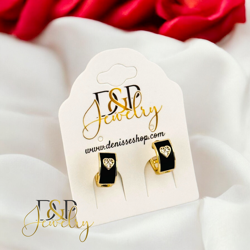 14K BLACK HOOP EARRING HP648