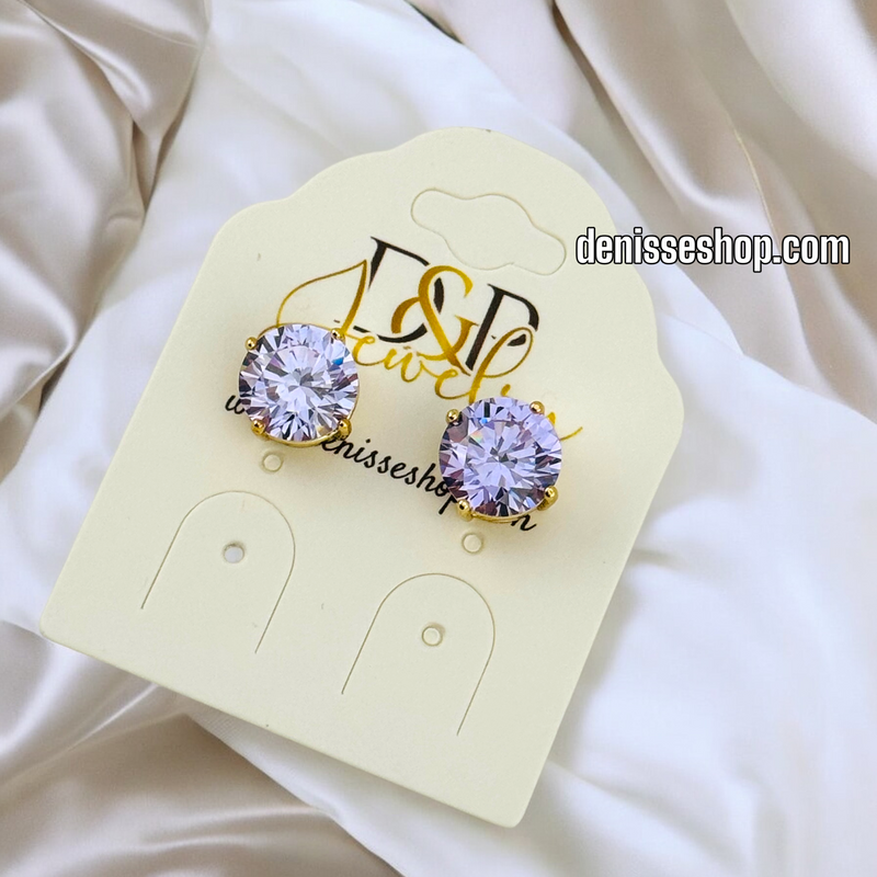 14K GOLD / PURPLE STONE EARRING E670