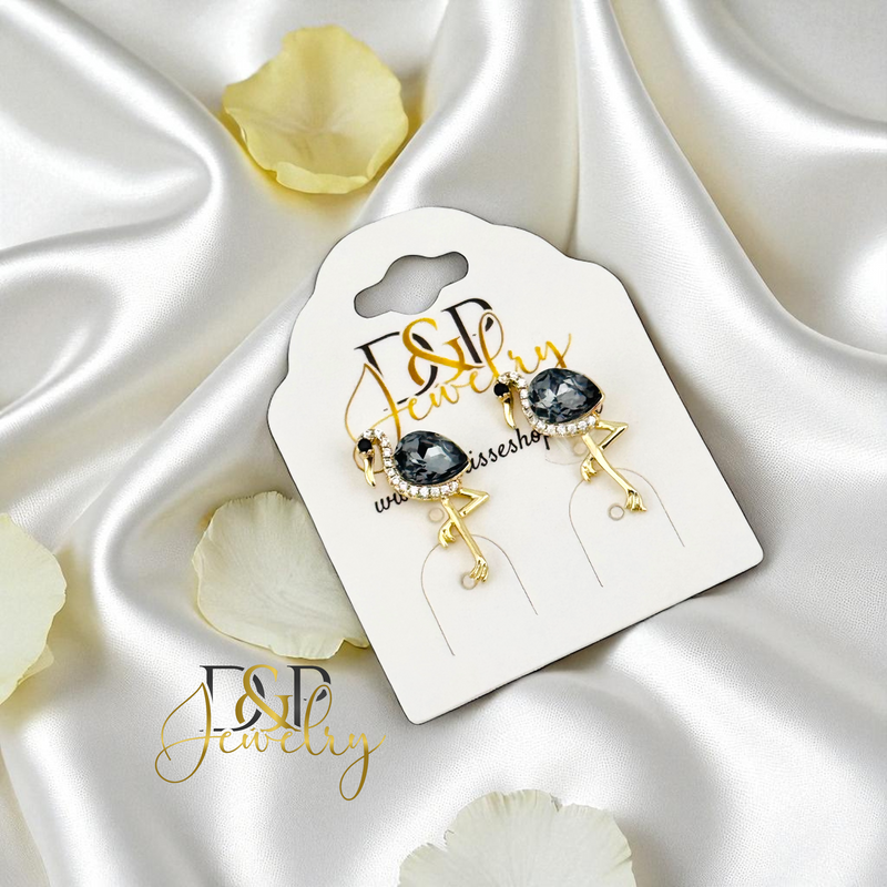 14K BLACK BIRD EARRING E912