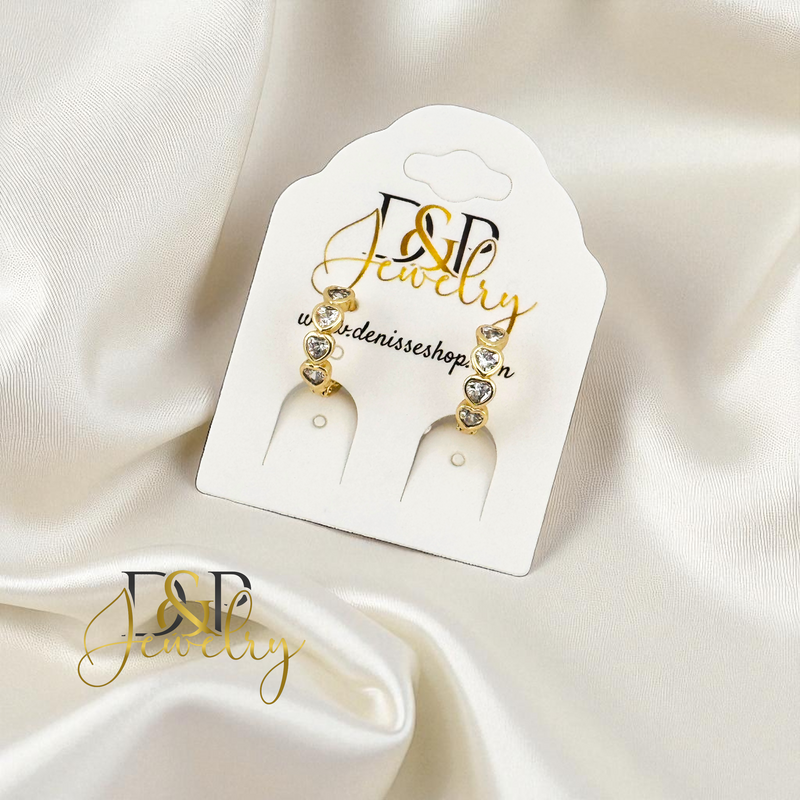 14K SMALL WHITE STONE HOOP EARRING HP860