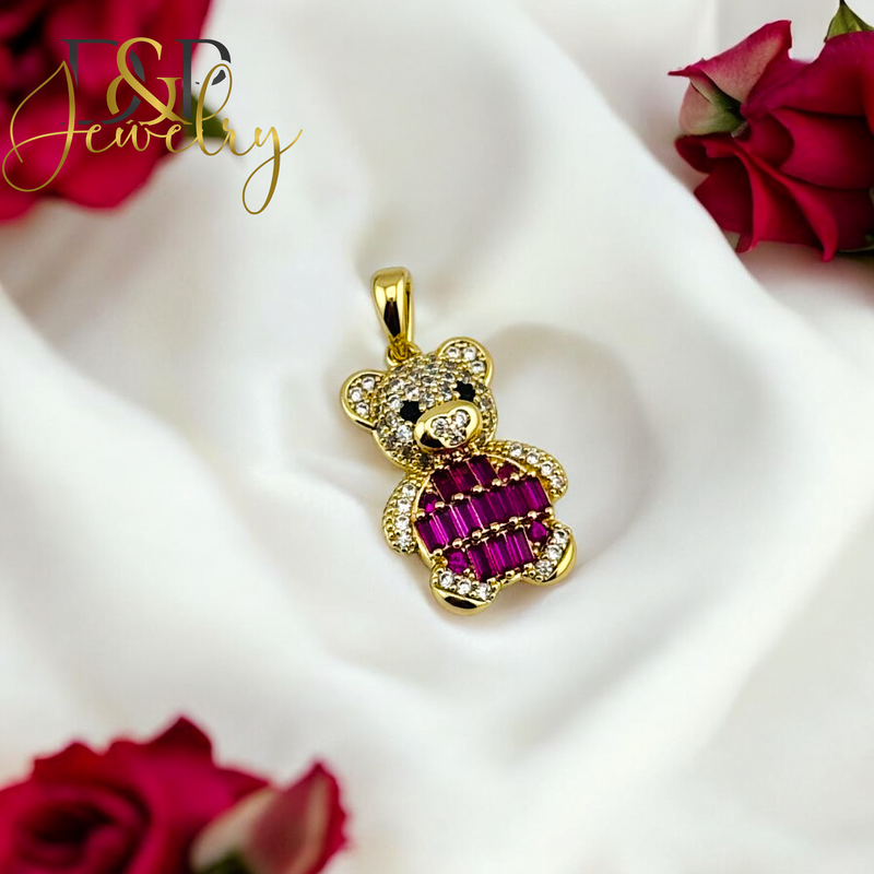 14K BEAR  PINK PENDANT P726