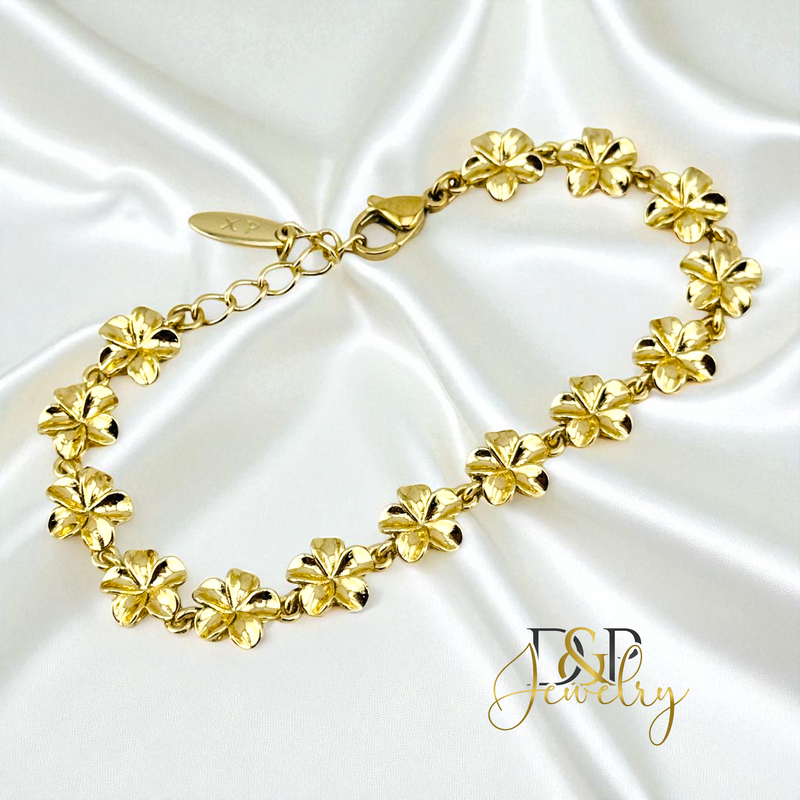 14K GOLD/FLOWERS BRACELET BR807