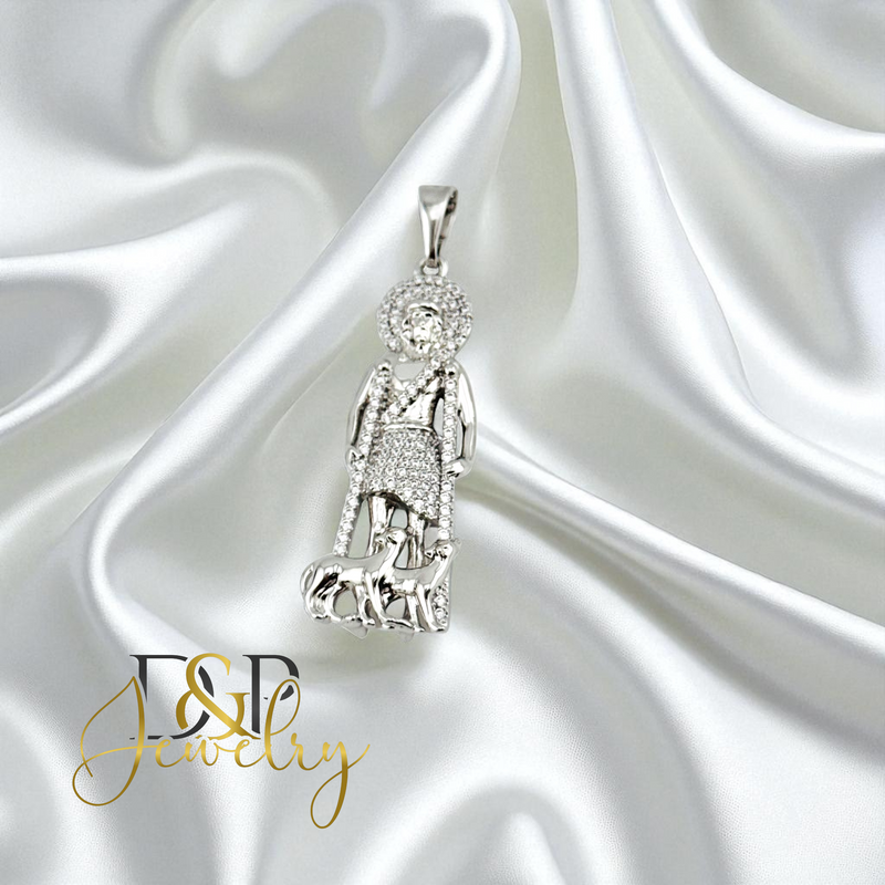 14K SILVER/DIAMOND SAINT LAZARO PENDANT P906