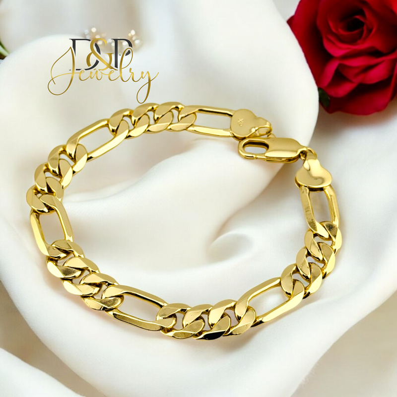 14K FIGARO DESIGN MEN BRACELET 8.5&