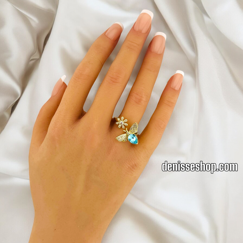 14K ADJUSTABLE BLUE BEE RING RG343