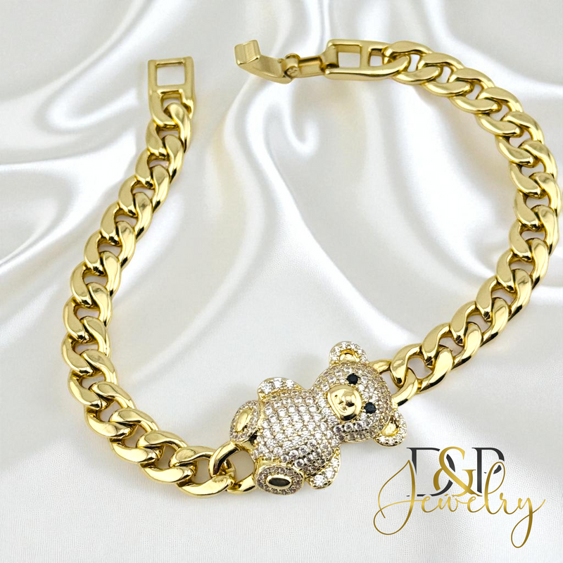 14K BEAR CUBAN BRACELET BR790