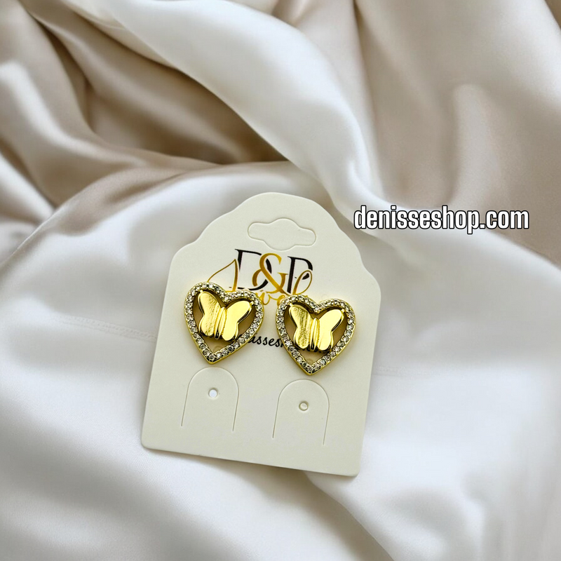 14K GOLD /BUTTERFLY IN HEART NECKLACE SET N50